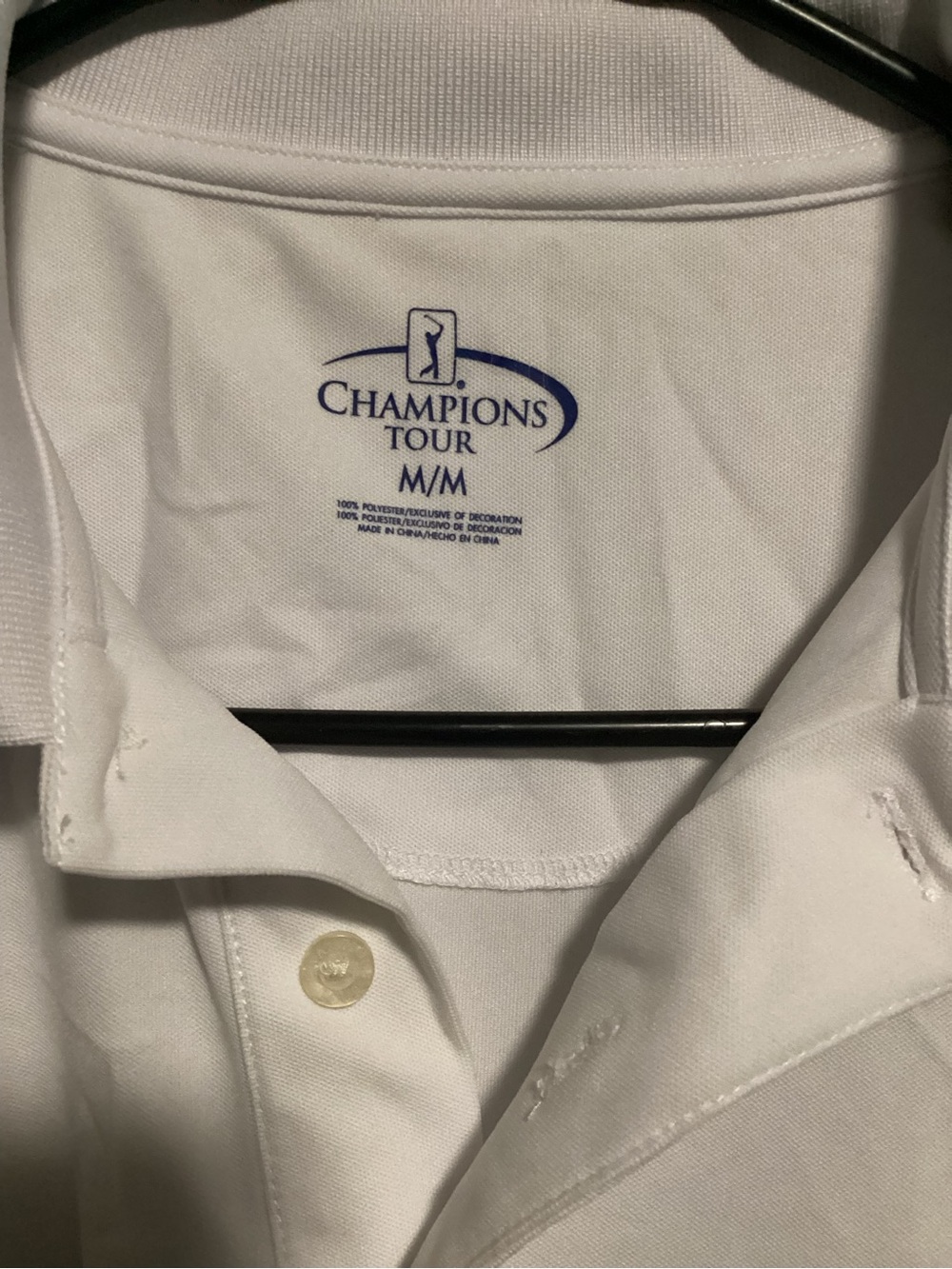 Champion White Polo with Blue Diamond Chest Pattern *GOLFWEAR* Size M - Picture 4 of 5